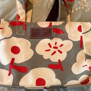 Maika Floral Tote in Gray and Red